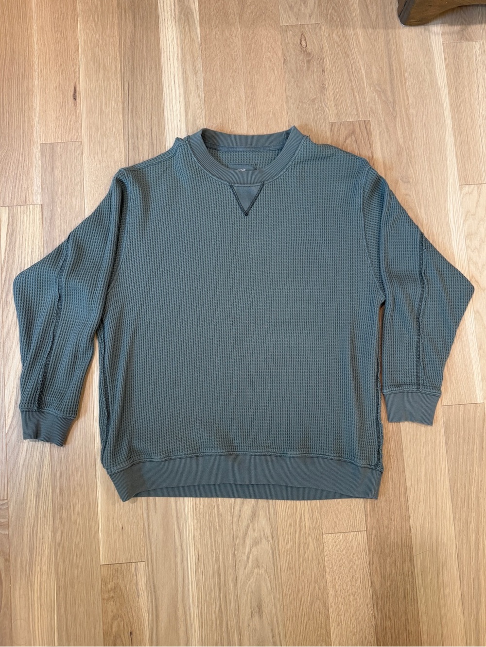 Aerie waffle sweater with raw edge detail